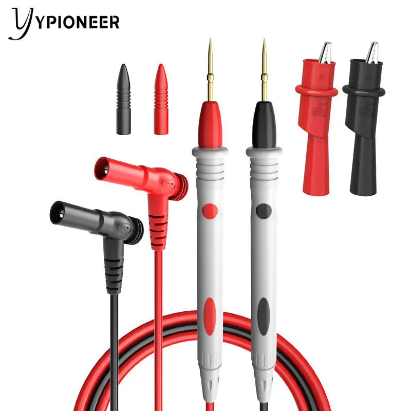 YPioneer-Kit de cables de prueba P1502B, multímetro Universal con pinzas de cocodrilo de empuje para pruebas eléctricas