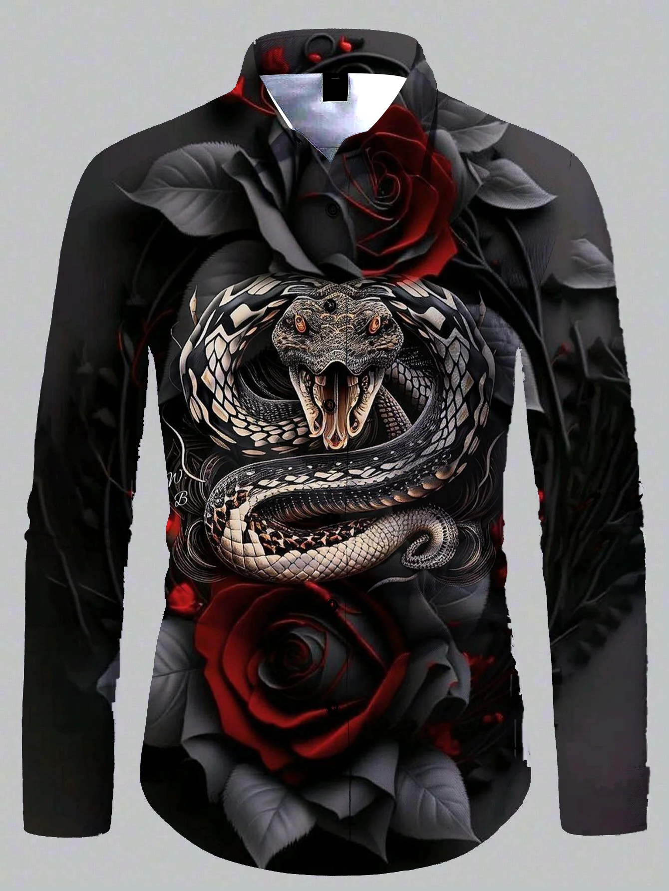 2025 Snake Year Men's Hawaiian Shirt 3D Printing Long Sleeve Single Breasted Lapel Shirt Casual Shirt New Year Clothing