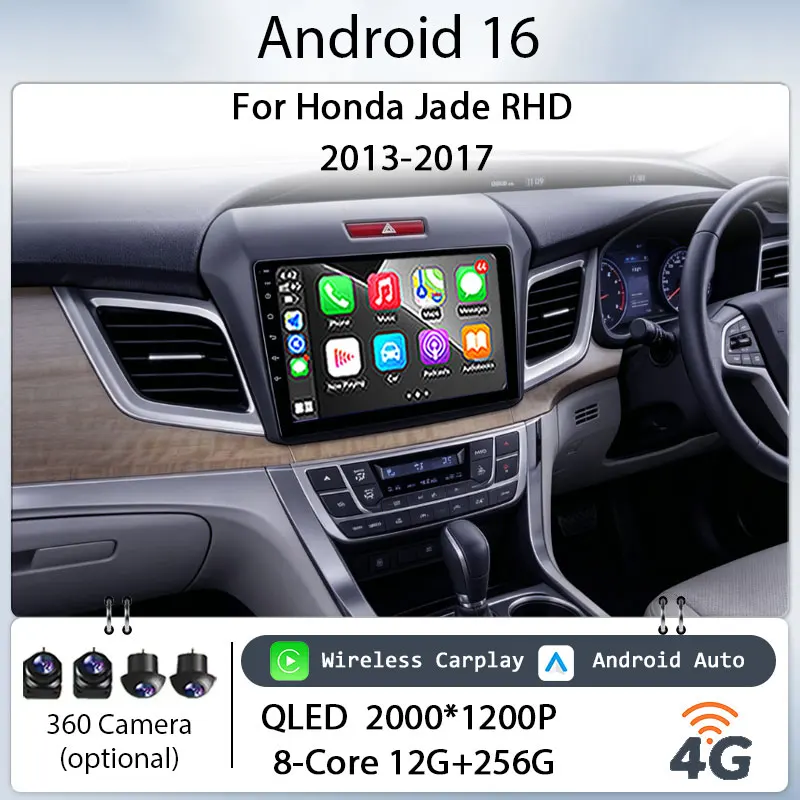 

9" Android 16 for Honda Jade RHD 2013‑2017 Car Stereo IPS HD Touch Screen Wireless CarPlay GPS Navigation BT 4G DSP Audio Player