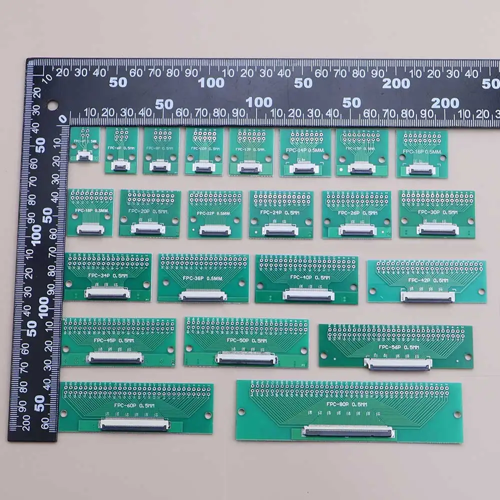  1PC FPC FFC Flexible Cable Adapter Board 0.5mm Pitch SMT to 2.54mm Connector 4/6/8/10/12/14/15/16/18/20/24/26/30/34/36/40/50/6
