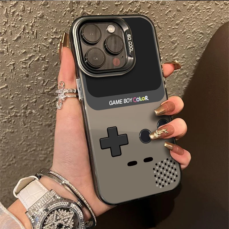 Clássico retro g-gameboy laser caso de telefone para iphone 12 11 13 14 15 16 max pro plus imd à prova de choque silicone coque