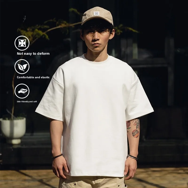 

Футболка свободного кроя с коротким рукавом и маленьким воротником, хлопок, с эффектом Space Dyeing, для повседневной носки, летний сезон, нелиняющая, для ежедневного использования