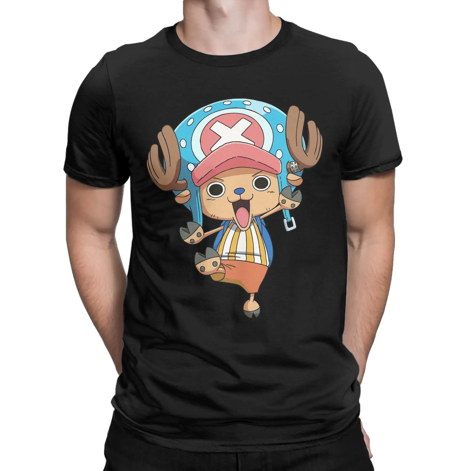 Men T-Shirt Tony Tony Chopper Ones Pieces Funny 100% Cotton Tees Short Sleeve  T Shirts Crewneck Tops Gift Idea