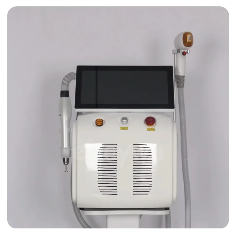 Professional 2 in 1 ไดโอดและ Nd Yag Laser 755nm 808nm 1064nm เครื่องกําจัดขนแบบพกพา Picoseconds Laser Tattoo Remover