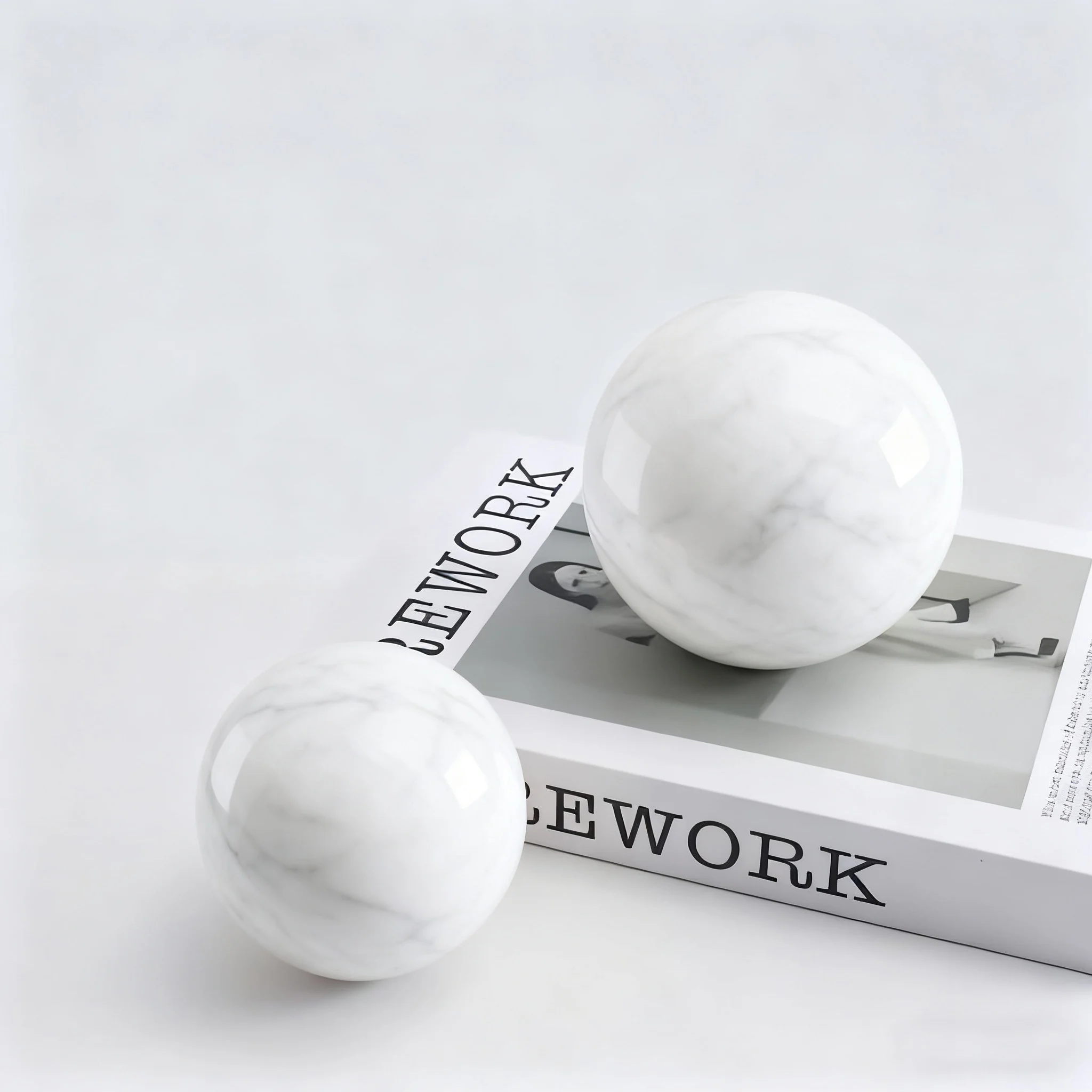 Carrara White Marble Decorative Spheres (6/8/10/12cm Diameter), Elegant Decor Accents for Living Room, Hotel & Restaurant