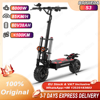 BOYUEDA S3 E-Scooter 6000W Dual Motor 60V 38AH Lithium Battery Off-road Scooters Electric 11Inch City Folding Electric Scooter