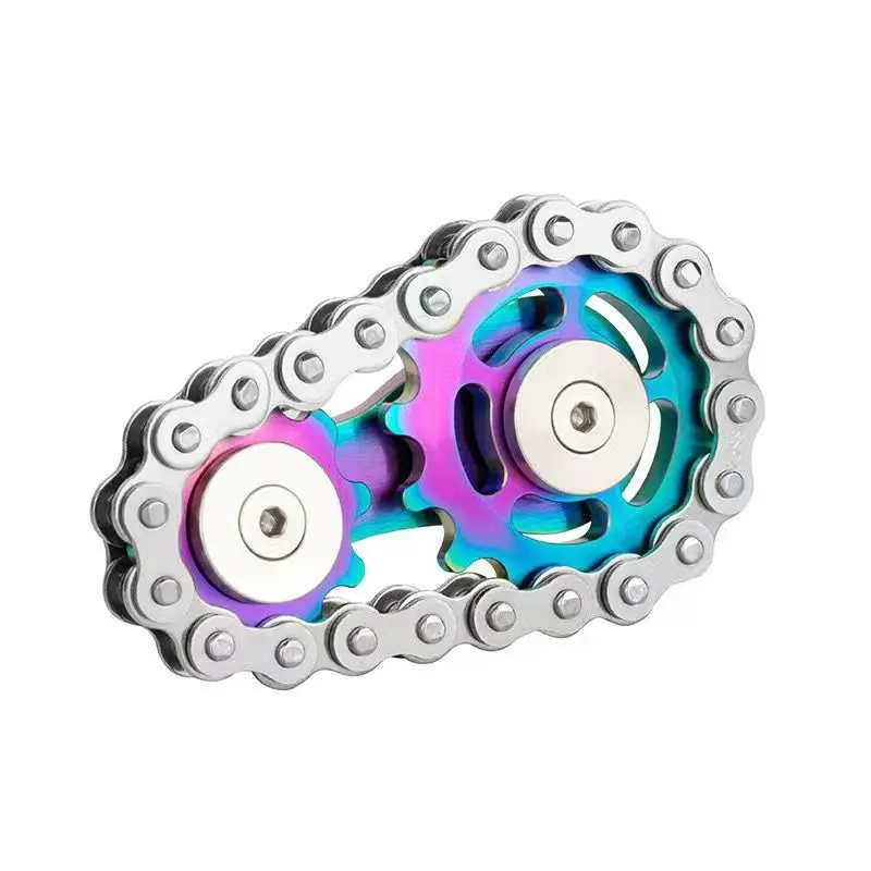 Relieve Pressure On Chain Fidget Spinner Metal Toys With Gear Chain Teeth Flywheel And Sprocket Chain Fidget Toys