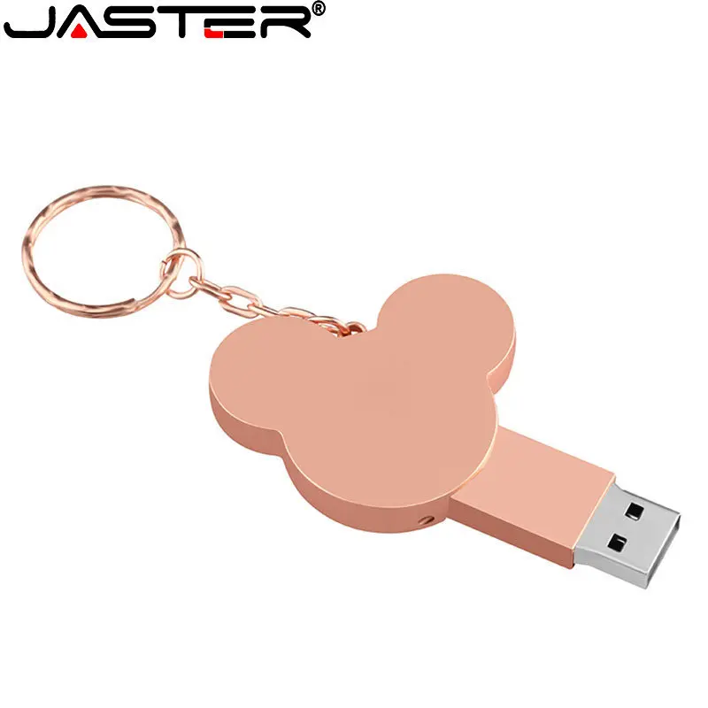 USB Flash Drives Cute Mickey Shape Memory Stick 64GB Complimentary Keychain Free Custom Logo Anti Drop Waterproof Pen Drive Gift