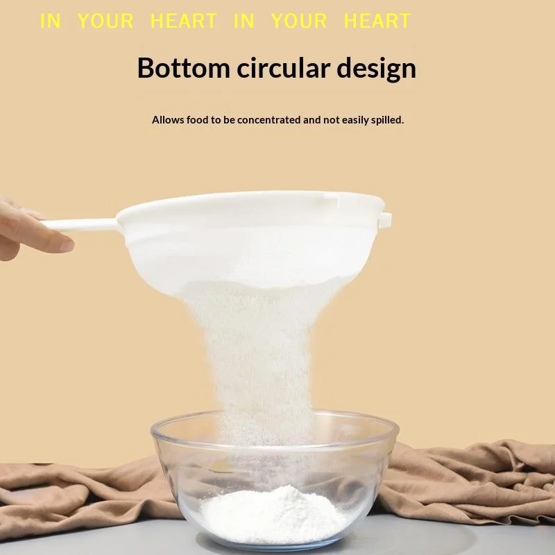 【X】Handheld Plastic Flour Sifter Easy to Clean Reusable Fine Mesh Strainer for Tea Juice Kitchen Baking Tools