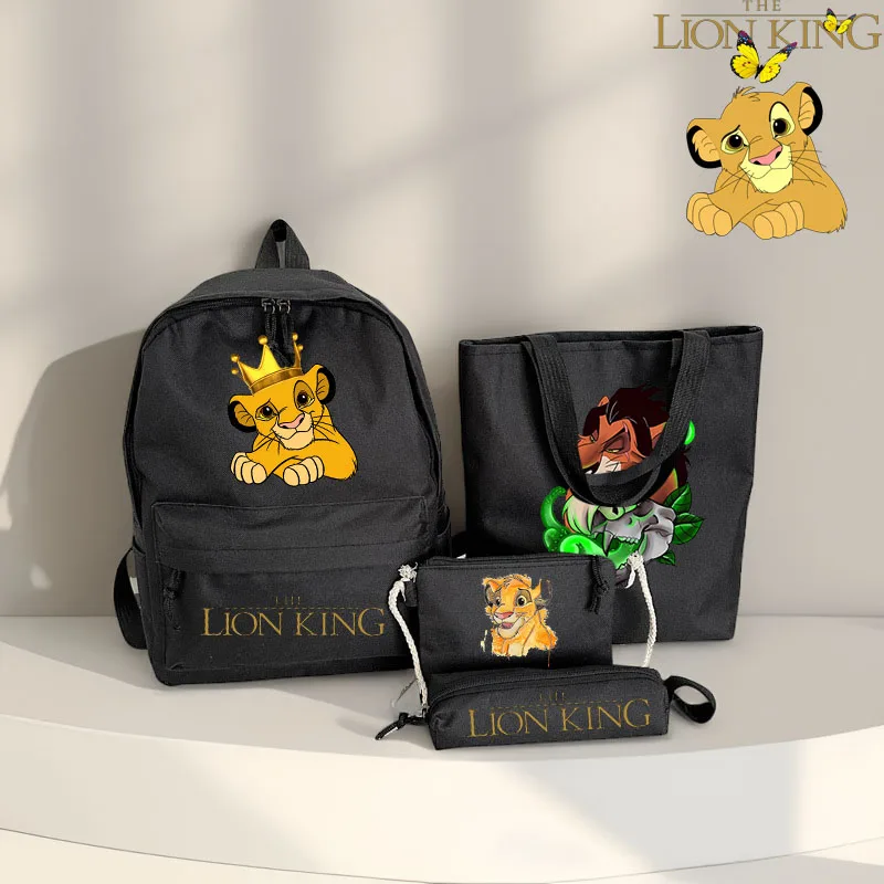 

Disney The Lion King Simba 4 Pcs/Set Large Capacaity Backpack Comestic Storage Bags Shopping Bag Pencil Case Travel Shoulder Bag