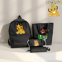 Disney The Lion King Simba 4 Pcs/Set Large Capacaity Backpack Comestic Storage Bags Shopping Bag Pencil Case Travel Shoulder Bag