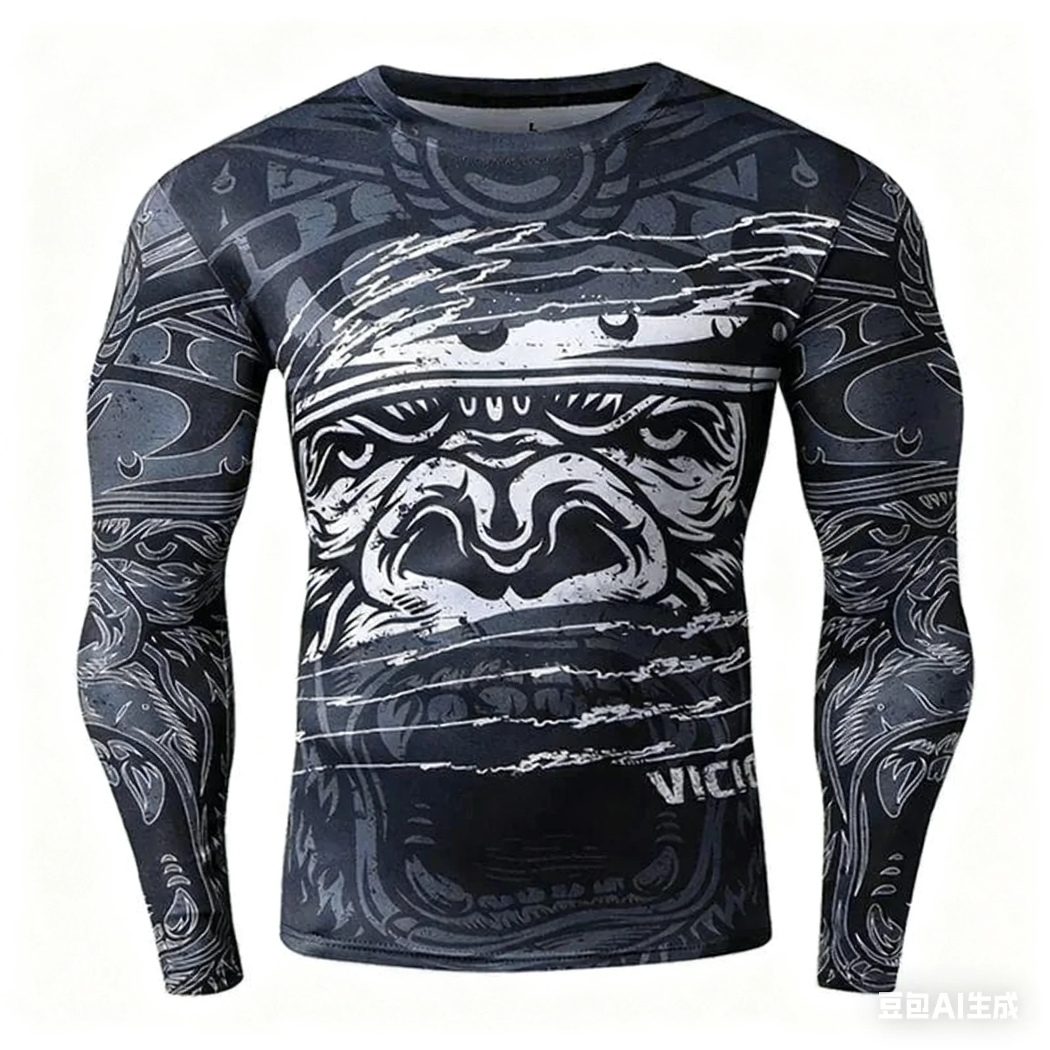 

Men's long-sleeved sailor neck T-shirt, 3D Japanese samurai print, outdoor casual street style breathable and comfortable top