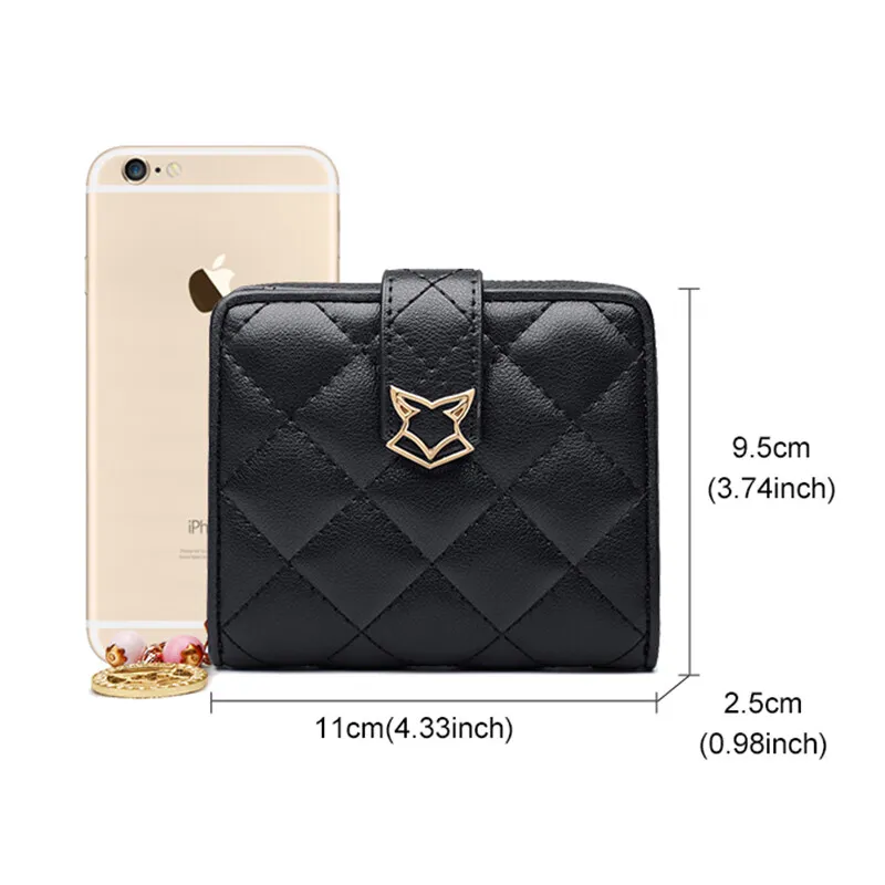 FOXER Brand Women Split Leather Short Wallet High Quality Multi-function Card Holder Girl\'s Fashion Plaid Zipper Mini Coin Purse