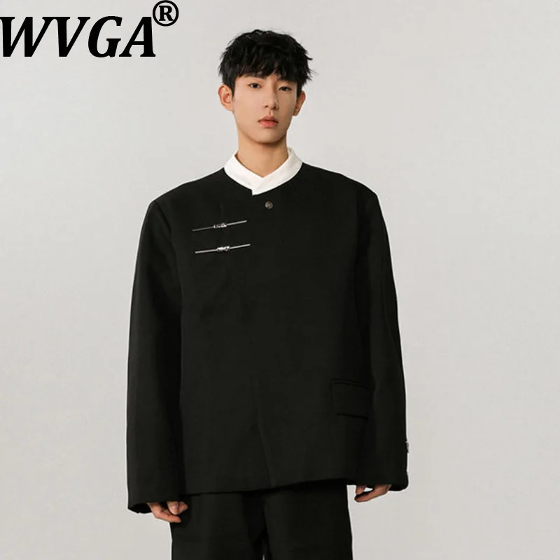 

Мужской пиджак WVGA в китайском стиле с воротником-стойкой, весна-осень, новый, модный, повседневный, с длинными рукавами, W21919