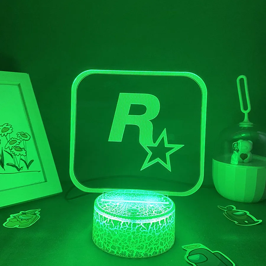 Grand Theft Auto V Game LOGO Rockstar 3D Lava Lamp Led Night Lights Birthday Cool Gift For Friend Gaming Room Table Mark Decor