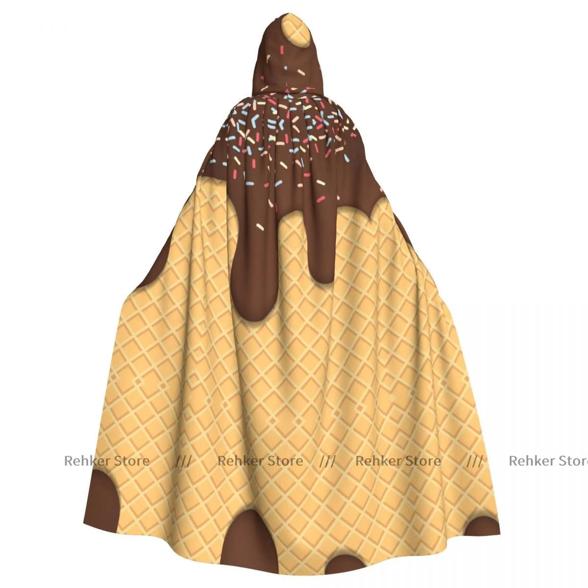 Flowing Ice Cream Chocolate Cloak Hooded Cosplay Costume Halloween Adult Long Party Cape