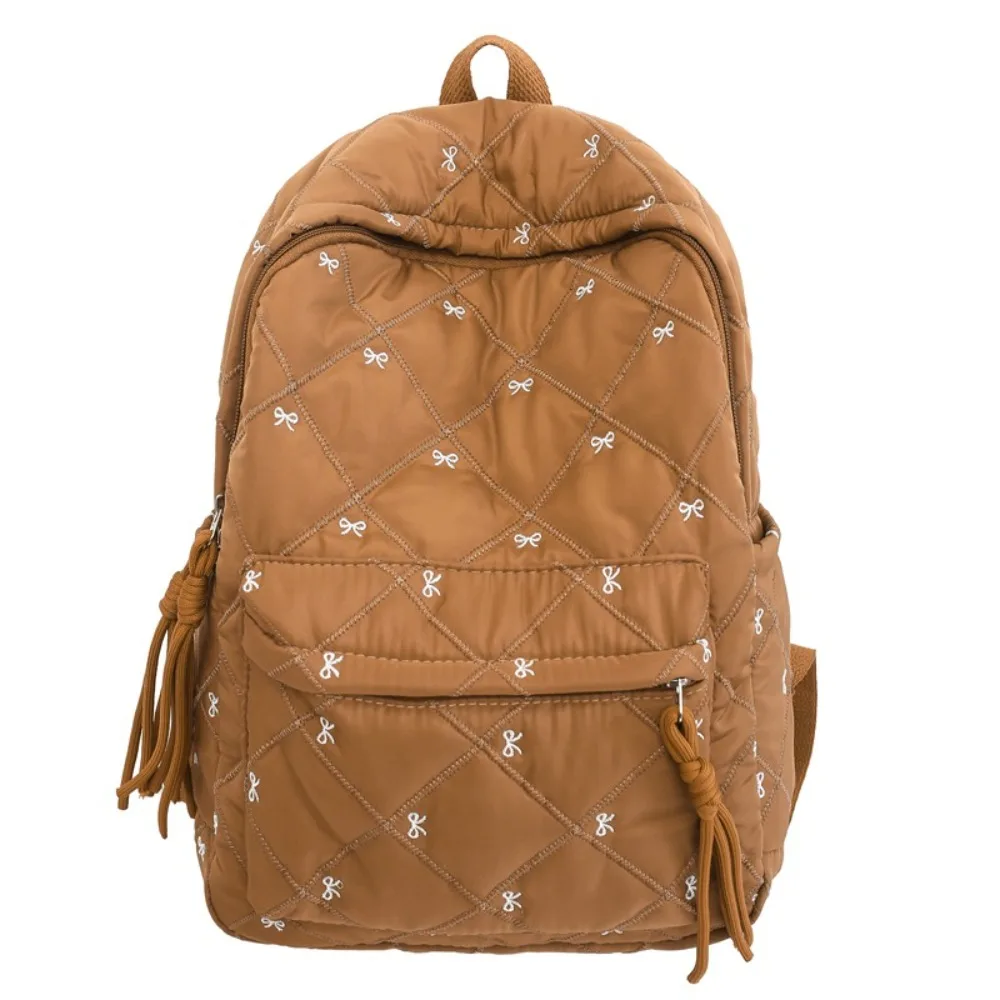 

Preppy Style Embroidered Bow Backpack Bownot Lightweight Nylon Backpack Large Capacity Embroidery Students School Bag School
