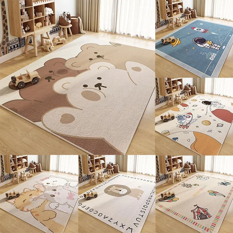 Cartoon Children's Flannel Carpet Carpets for Bed Room Washroom Floor Mat Rug Dining Room Rugs for Living Room Decoration Maison