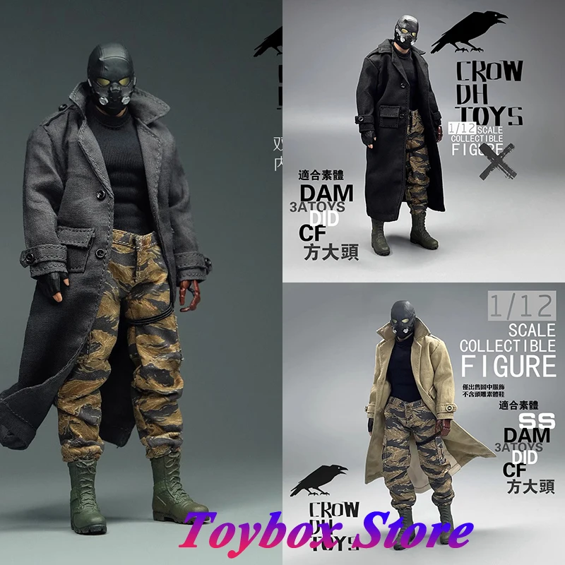 

CROWDHTOYS масштаб 1/12 солдат темно-черный стиль рыцарь свободная ветровка пальто повседневная длинная верхняя одежда аксессуар для мужского тела 6 дюймов