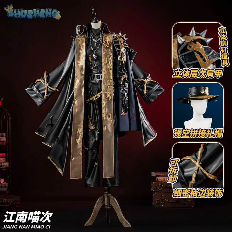 

Alva Lorenz Hermit Rare Fashion Game Identity Ⅴ Cosplay Costume Cloak Hat Gloves Props Belt Halloween Party Handsome Man Suit