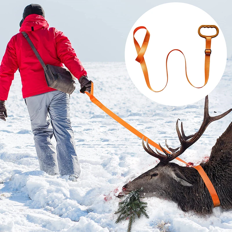 

Deer Drag Ropes Puller Decoy Hunting Pull Strap 175CM Orange Strap With Plastic Handle For Hunter Hunting Gear Accessories