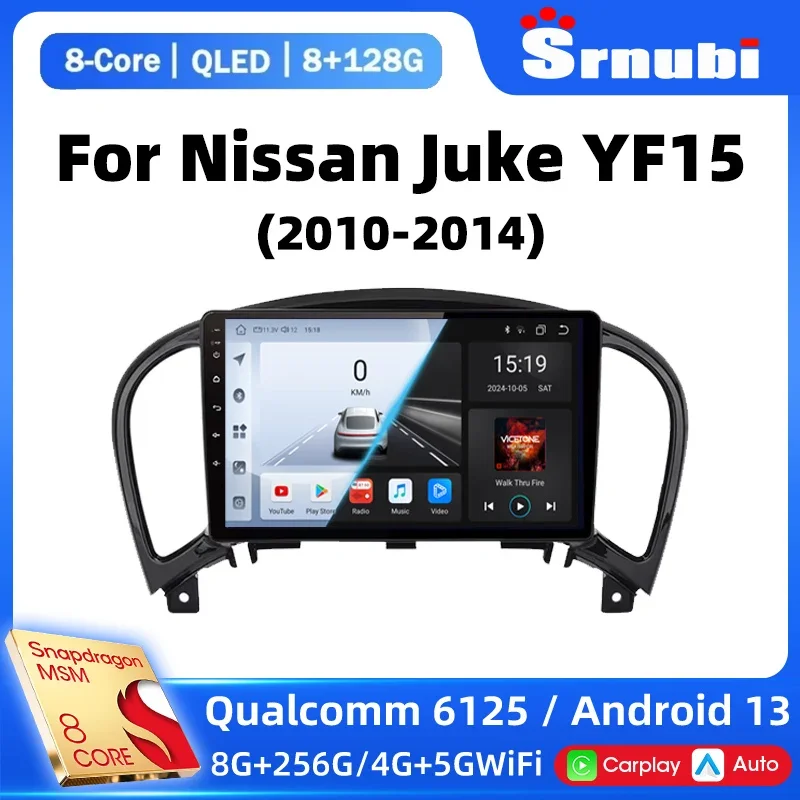 Srnubi 2din Android 13 Car Radio Multimedia Video Player for Nissan Juke YF15 2010-2014 GPS Navigation 2 Din Head Unit Carplay