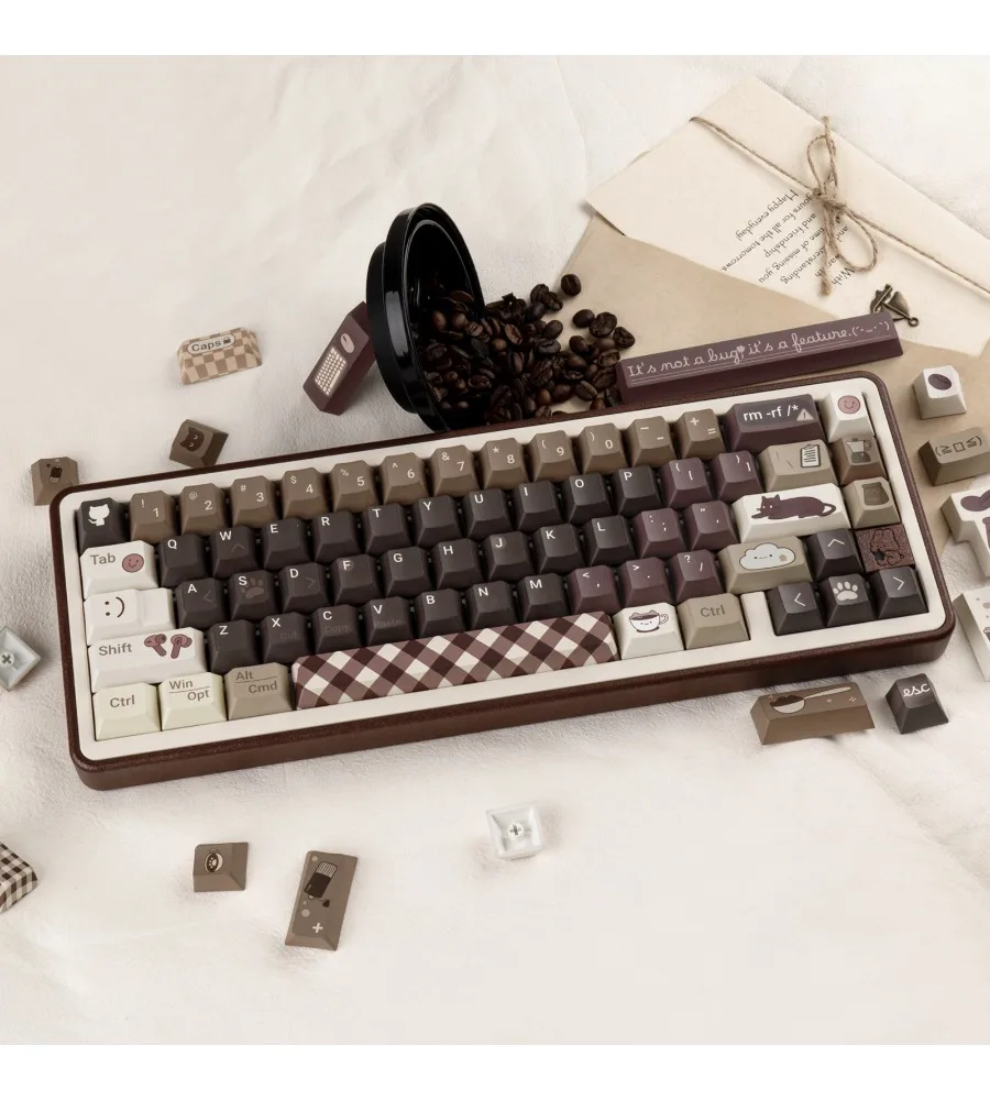 Sublimation + transparent PC custom mechanical keyboard keycaps coffee keycaps FOA original PBT five-sided panels