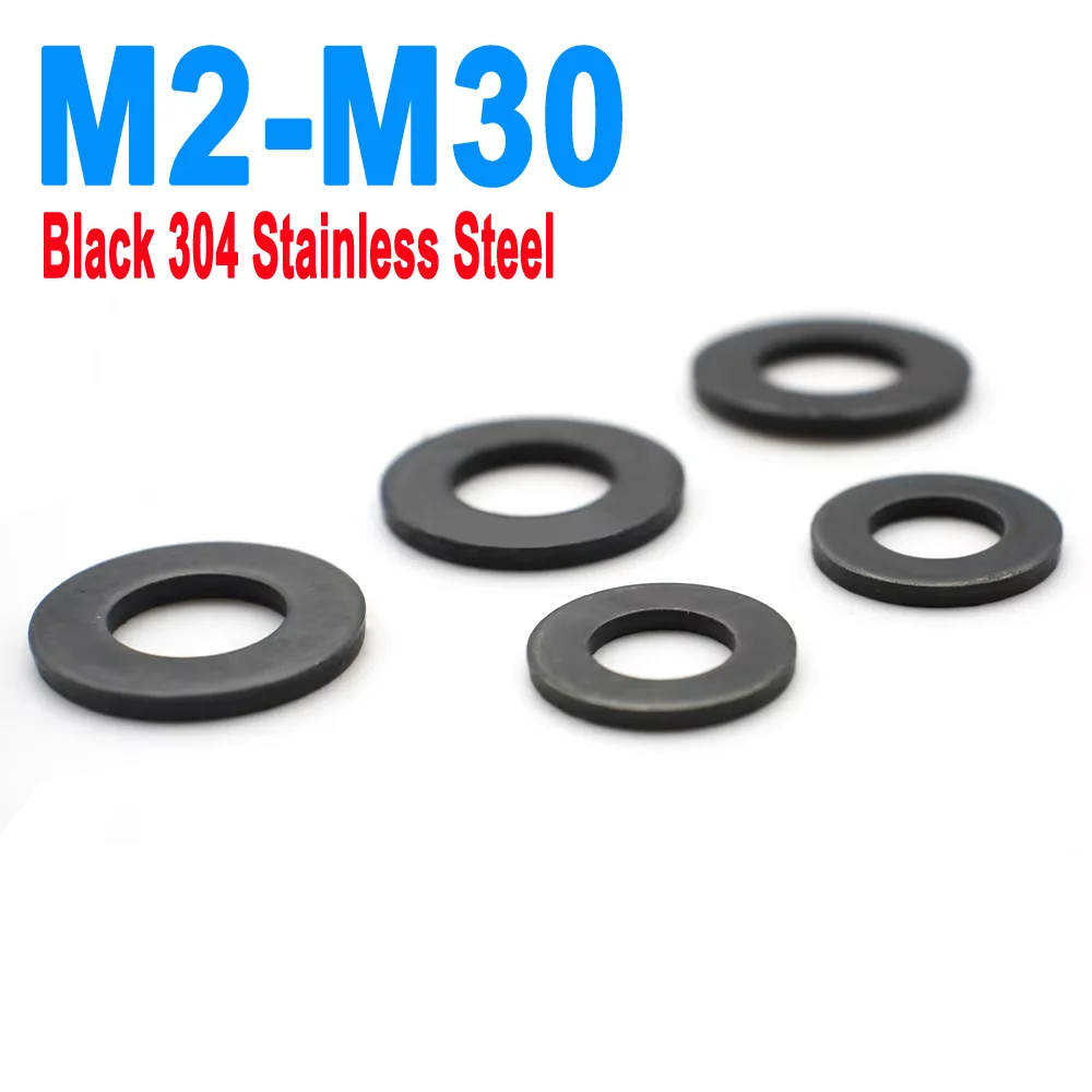 

M2 M2.5 M3 M4 M5 M6 M8 M10 M12 M14 M16 M18 M20 M22 M24 M27 M30 GB97 Black 304 Stainless Steel Flat Washer Circular Plain Gasket