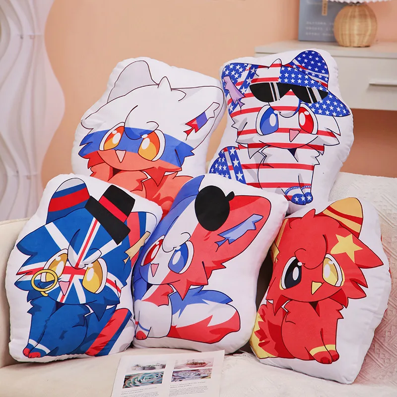 45cm Cartoon Cat Plush Throw Pillow Toy Five Permanent Members of  United Nations Kittey Plushies Doll Cushion Anime Soft Toys