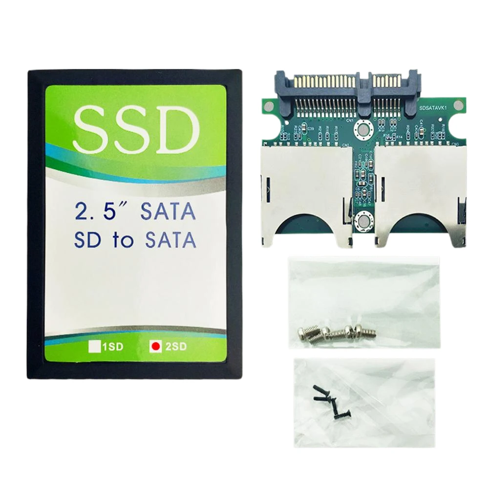 

2-портовая карта памяти с двумя SD-картами на карту SATA SDD, адаптер-конвертер, карта-адаптер с корпусом