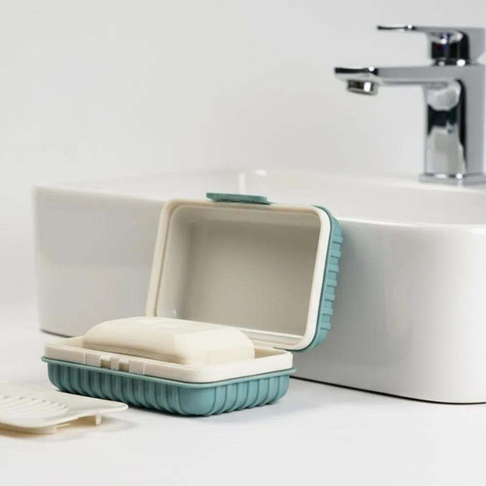 Square Shape Soap Box With Lid Drainable Design Leakproof Travel Soap Dish Waterproof Bathroom Soap Holder for Bathroom Shower