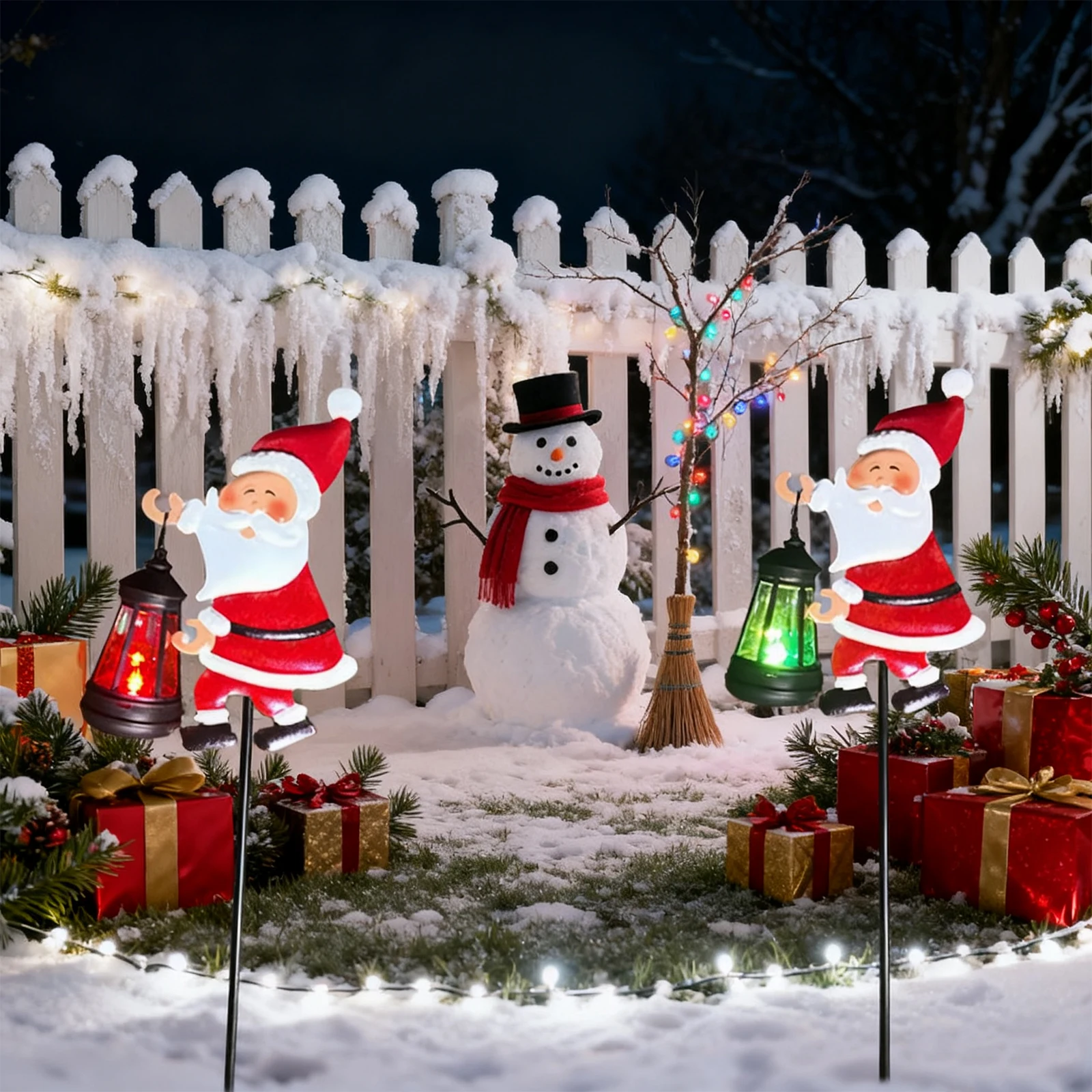 Рождественские украшения, солнечный свет, уличный Санта-Клаус, чайник, лампа, уличные солнечные рождественские огни для газона, дорожки, патио