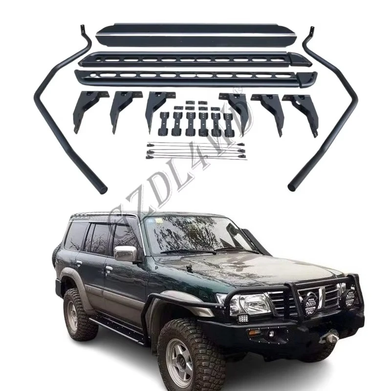 Pickup 4X4  Steel Side Steps Bar Kit for Vigo Revo Dmax NP300 Ranger Side Bar Connecting Bumpers Footrests Door Side Step