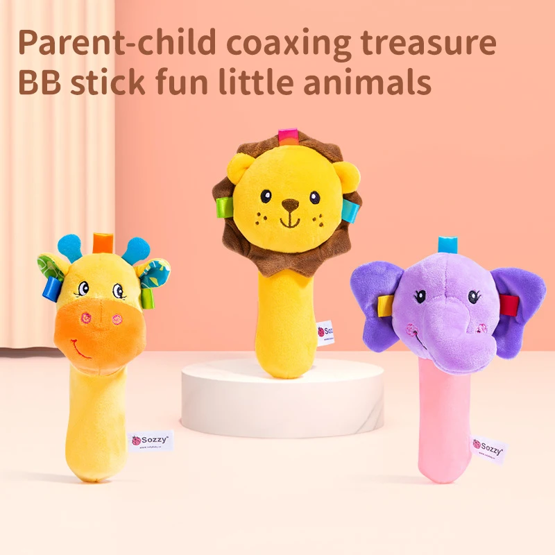 Baby Rattle Hand Bell Toys Animal Baby Newborn Toys Montessori Development Rattles Toys Baby Stick Shaker Crinkle Squeaky Toys