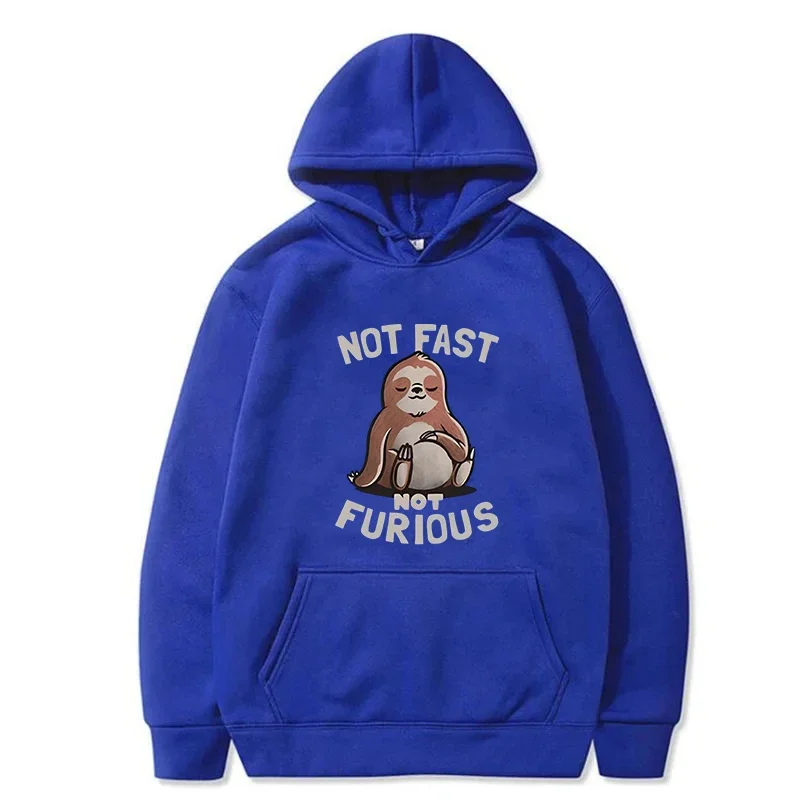 

Not Fast Not Furious Kawaii Sloth Prints Woman Hoodie Fleece Pocket Warm Tops Oversized Creativity O-Neck Clothes Women's Hooded