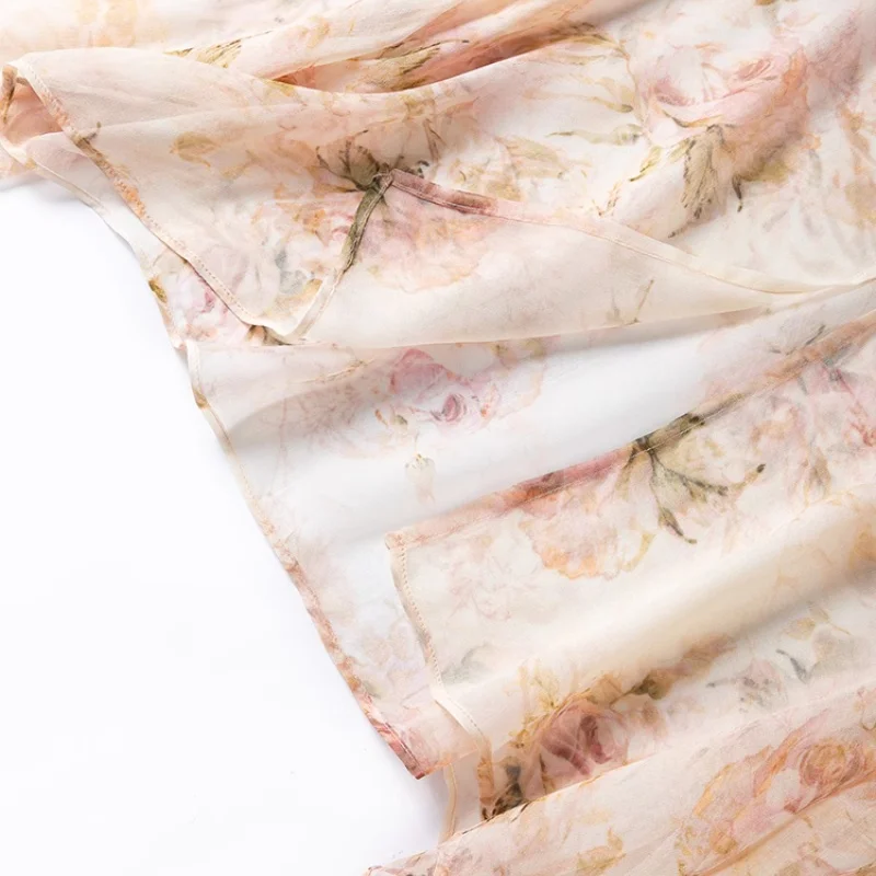 سترة Birdtree النسائية 100% من حرير التوت، معطف بأكمام واسعة وطبعة ياقة واقية من الشمس، لصيف 2025 T56813JF