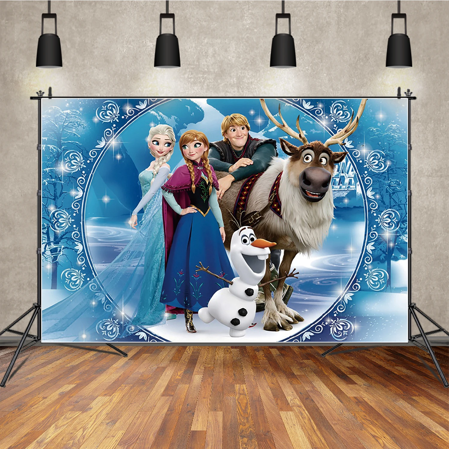 

Frozen Girl Birthday Photography Backdrop Ice Anna Elsa Olaf Poster Background Kids Photoshoot Studio Party Decoration