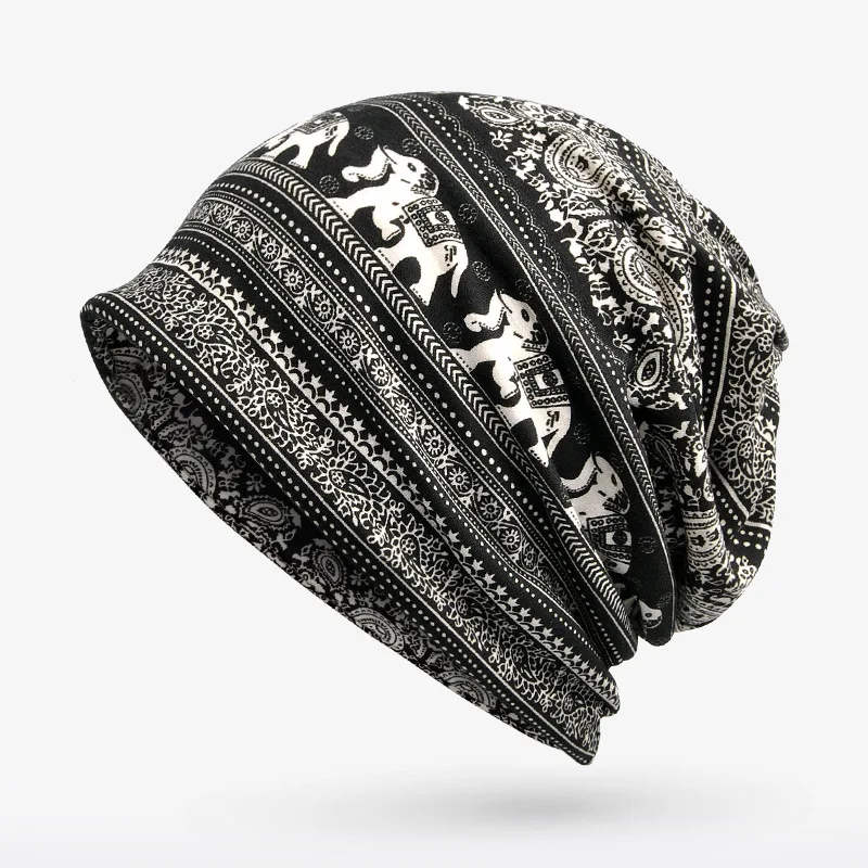 

Turban Hat Female Winter Beanie Stocking Hats for Women Men Elephant Pattern Skullies Beanies Bonnet Cap Male Plus Velet