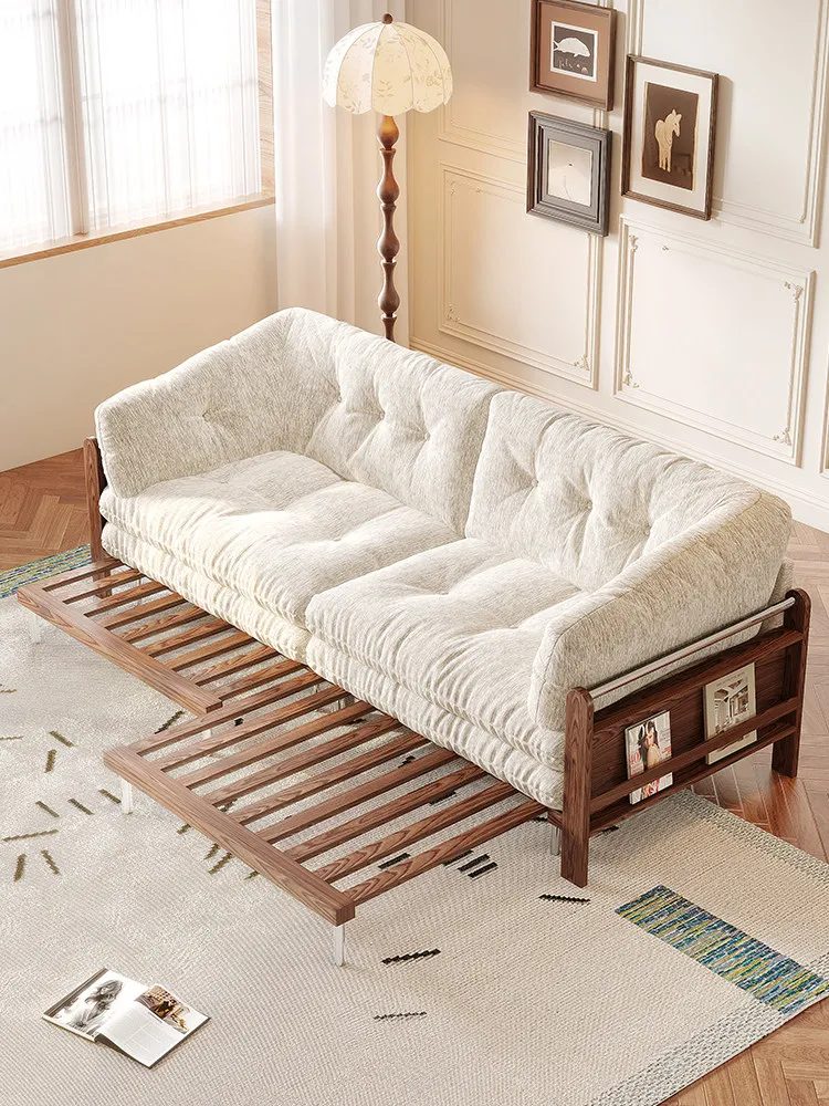 

ZML sofa bed folding dual-purpose solid wood fabric cloud sofa removable and washable