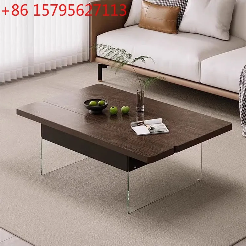

Multifunctional lifting coffee table folding cream wind small table rectangular very simple new Chinese style