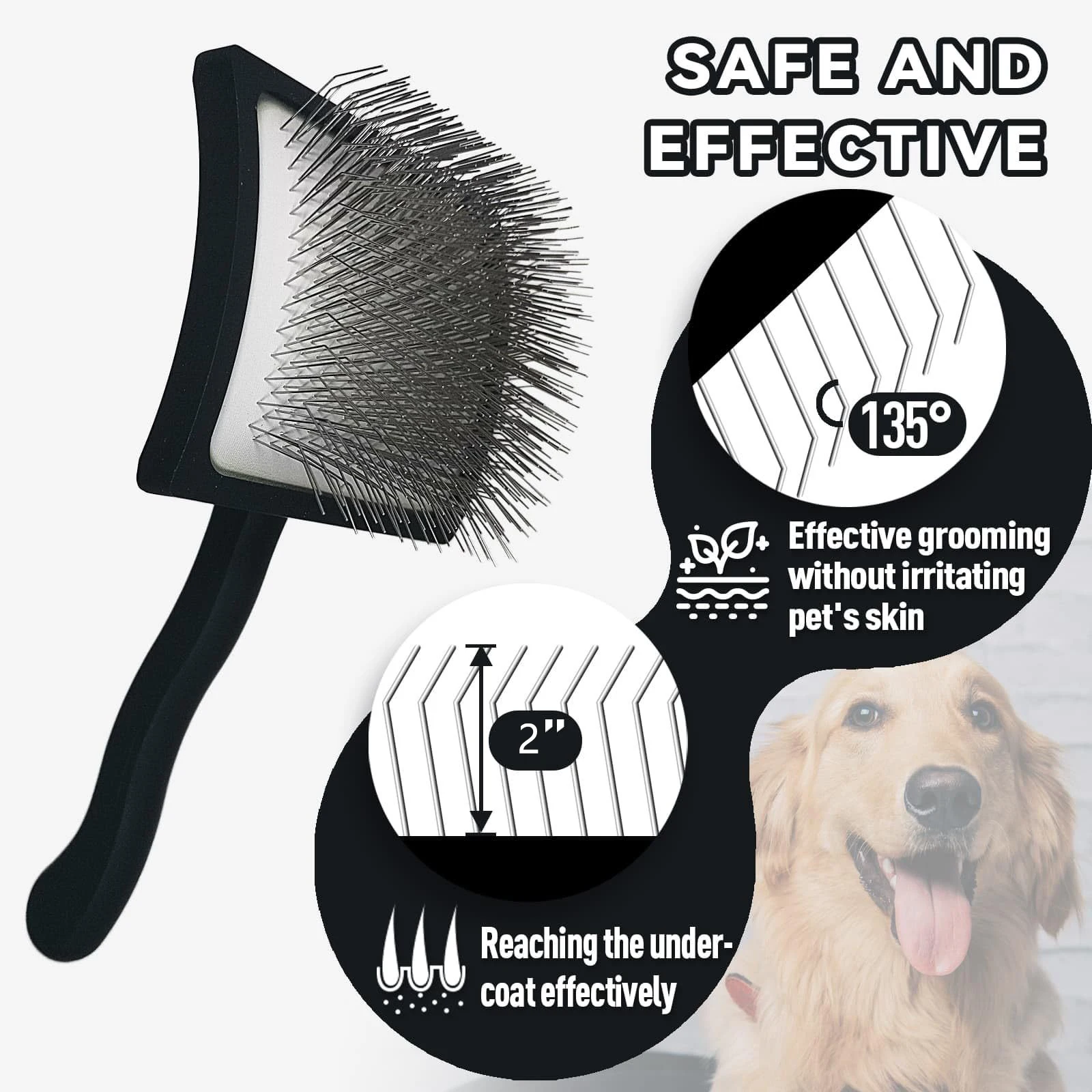 1/2 Stück Mittelgroßer bis Großer Tierpflegekamm, Haarbürste, Entfernt Lose Haare, Großer Dichter Tiermassagekamm, Universeller Pflegekamm für Katzen und Hunde, Glättet das Haar – Detail 11
