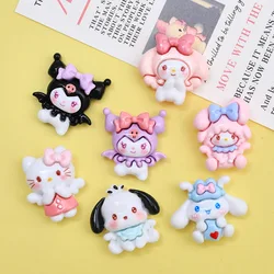 10 Pcs New Kawaii Cartoon Kitten, Puppy, Rabbit Resin Flat Back Scrapbook Figurine DIY Bow Decor Accessories Crafts A6