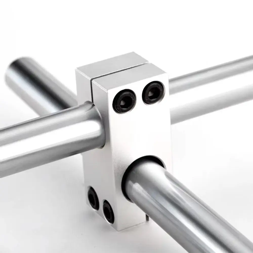 1Pcs Optical Axis Pillar Fixing Clamp Aluminum Alloy Cross Block Steel Pipe Fixing Bracket Same/Different Diameter