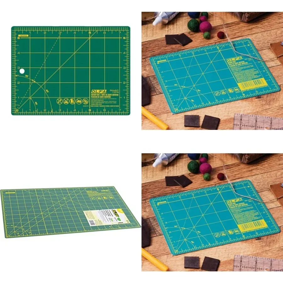 Tapete de Corte Rotatorio Autoadhesivo de 6 x 8 Pulgadas RM-6x8 - Tapete de Corte de Doble Cara de 6x8 Pulgadas con Rejilla para Acolchado, Costura, Tela y Manualidades