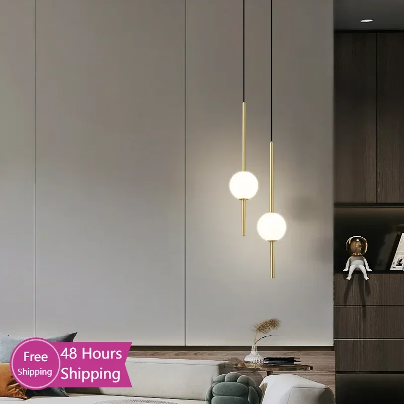 

Long Led Pendant Light Bedroom Hotel Decoration Hanging Lamp Bedside Bathroom Suspension Droplight Modern Ceiling Chandeliers