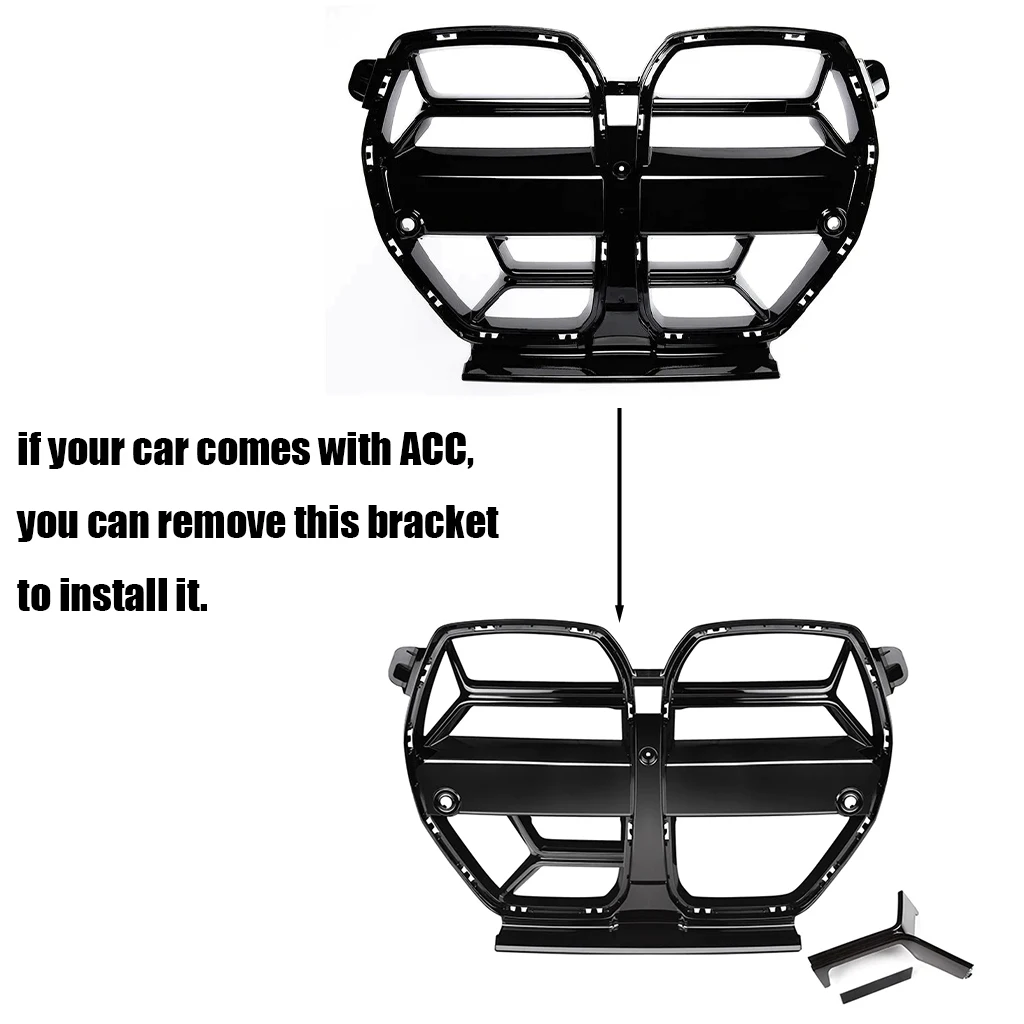 Front Bumper Grille For BMW G80 M3 G82 G83 M4 2021 2022 2023 CSL Style Front Hood Kidney Grill Carbon Fiber Look Glossy Black
