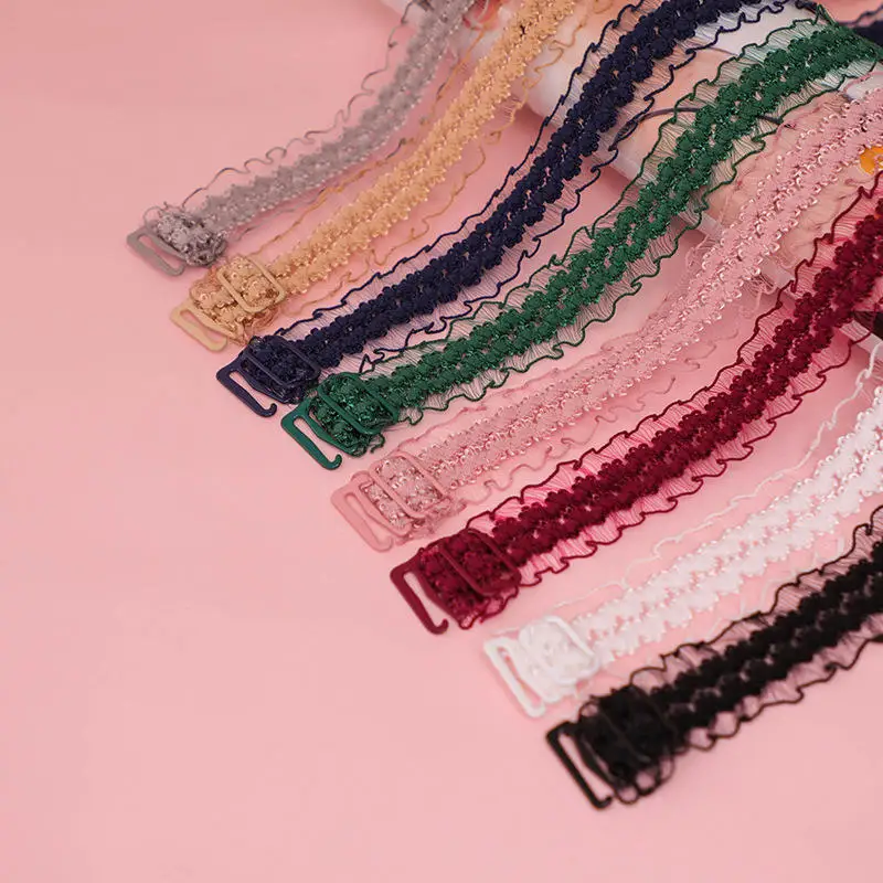 Adjustable Lace Underwear Shoulder Straps Women Elastic Stretch Bra Non-slip Mesh Hollowed Flower Shoulder Straps Accessories