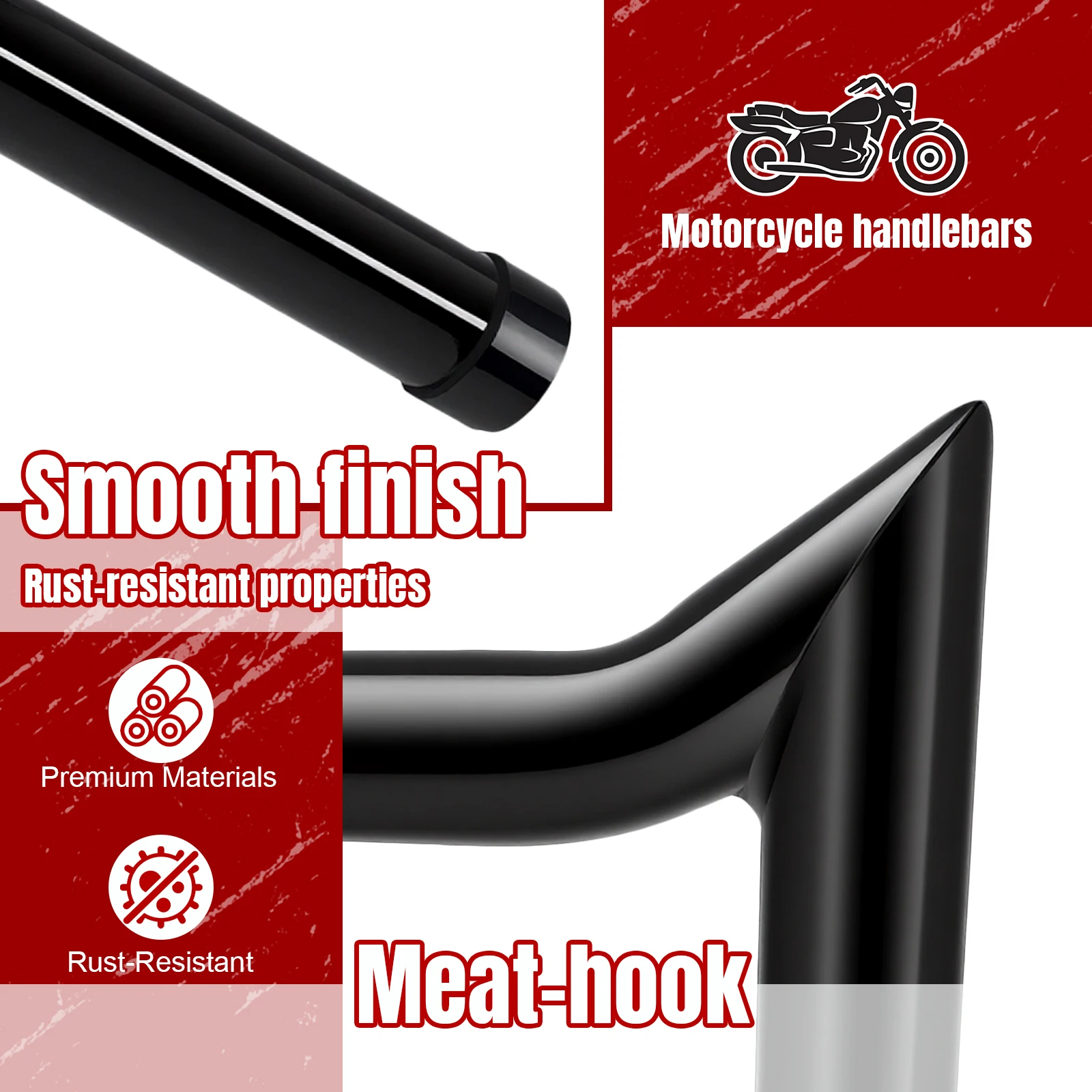 

16inch Ape Hangers Handlebars Compatible for Harley Meathook Ape Hanger Bars (No Heated Grip Wires)