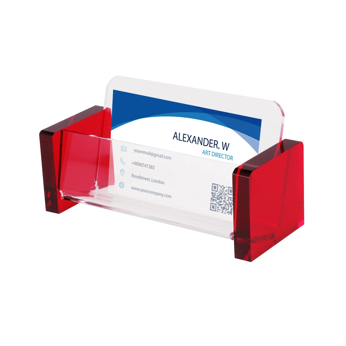 

1Pcs Plastic Business Card Holder Red Display Stand for Office Desktop Organizer Wedding Party Table Menu Business Clip