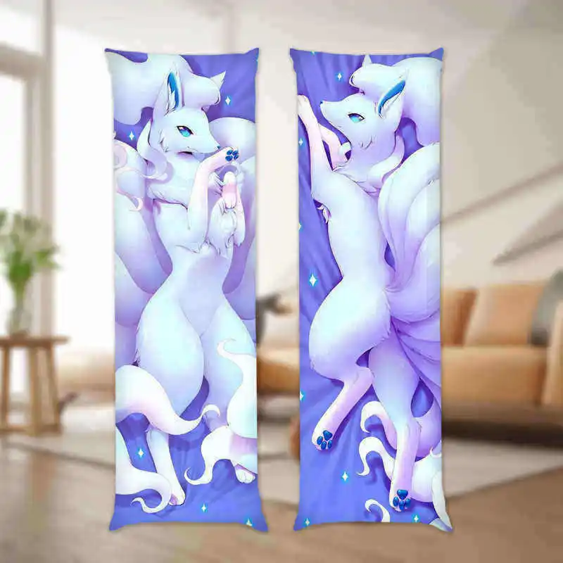 Dakimakura Waifu Furry White Fox Pillowcase 2-Side Print Anime Decor Pillow Case Cushion Cover